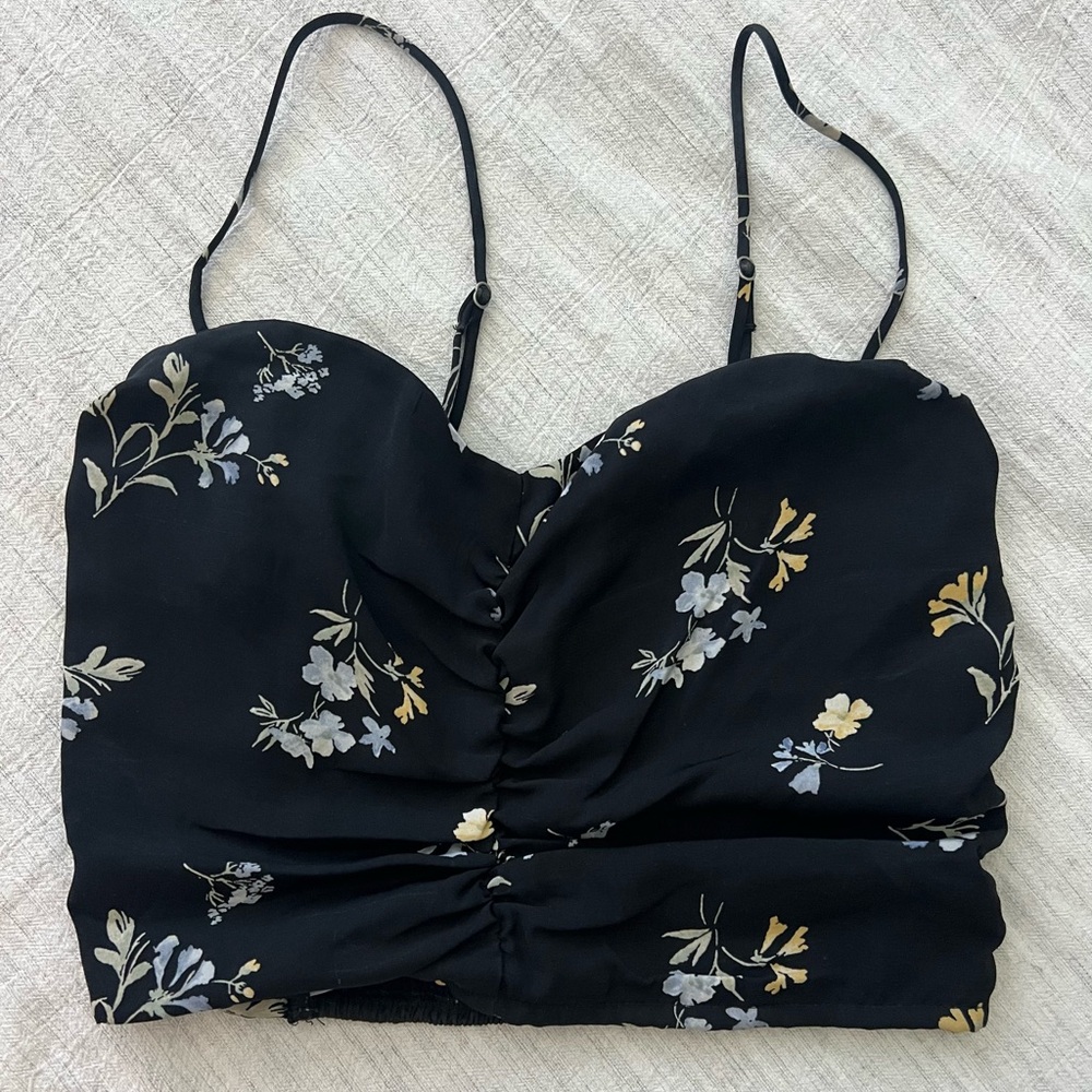 Abercrombie floral crop (“Faux Silk Ruched Cami”)